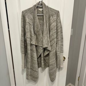 XL Cream/Tan Kitted Cardigan & Cowel Neck with Suede